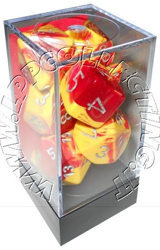 [GE21] Chessex - Set 7 Dadi Gemini Red-Yellow/silver