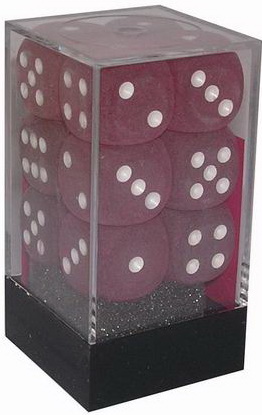 [SA24] Chessex - Set 12 Dadi 16 mm Frosted Red/Numeri Bianchi