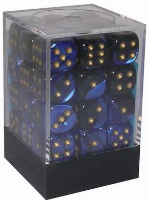[GE13] Chessex - Set 36 Dadi 12 mm Gemini Black-Blue/gold