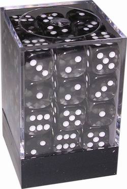 [TR09] Chessex - Set 36 Dadi 12 mm Translucent Smoke/White