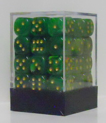 [SA39] Chessex - Set 36 Dadi 12 mm Vortex Green w/gold