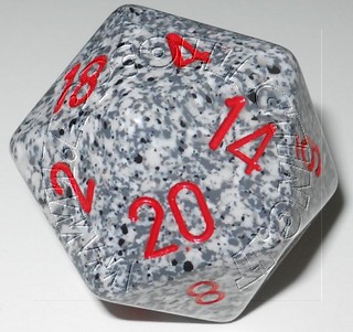 Dado D20 34 mm - Granite/Numeri Rossi