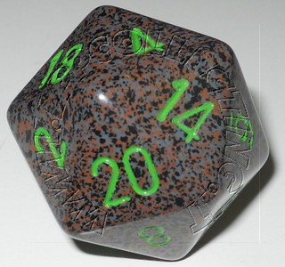 Dado D20 34 mm - Earth/Numeri Verdi