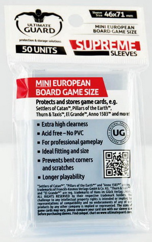 Ultimate Guard - Supreme Sleeves Confezione 50 Sleeves 46x71 mm (Mini European Board Game)