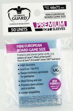 Ultimate Guard - Soft Sleeves Confezione 50 Sleeves 46x71 mm (Mini European Board Game Size)