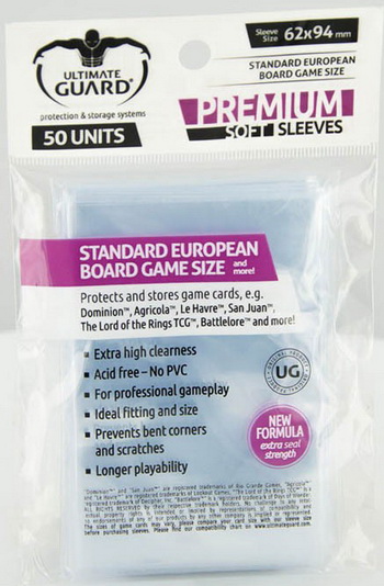 Ultimate Guard - Soft Sleeves Confezione 50 Sleeves 62x94 mm (Standard European Board Game)
