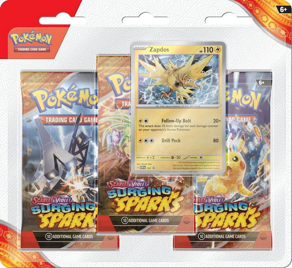 [2413-B] S&V Surging Sparks ENG - Three Pack Blister Zapdos